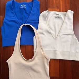 Garage/H&M Women's Ribbed Crop Tops - Blue, White, Tan 3 Tops for 20$